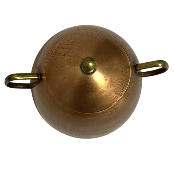 Vtg MCM O.H. Lagerstedt Swedish Hammered Copper Brass Covered Sugar Bowl - Picture 7 of 10